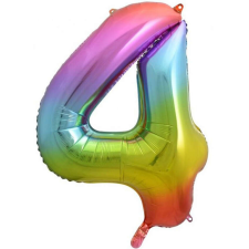  Rainbow, Szivárvány 4-es szám fólia lufi 85 cm party kellék