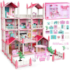 ramiz Rózsaszín 10 szobás barbie villa bútorokkal - 61 cm x 52,5 cm x 51,5 cm