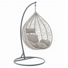 ramiz Világos szürke, polyrattan függőfotel szürke párnával kerti bútor