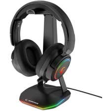 RAMPAGE Fejhallgató állvány - TOWER T14 (fekete, műanyag, USB HUB, RGB) fejhallgató állvány