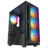 RAMPAGE Számítógépház - SHIVA (fekete; ablakos; ATX/Micro ATX/Mini-ITX; alsó táp; 4x120mm LED)