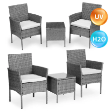  Rattan hatású kerti bútor szett – asztal és székek, szürke, MultiGarden kerti bútor