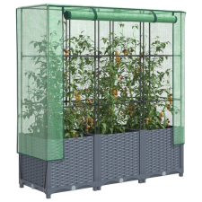  Rattan megjelenésű magaságyás melegháztakaróval 120x40x138 cm kerti tárolás