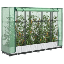  Rattan megjelenésű magaságyás melegháztakaróval 160x40x123 cm kerti tárolás
