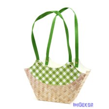  Rattan mintás virágtáska - Zöld dekorációs kellék