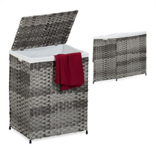 Rattan mintázatú szennyeskosár 90 literes szürke-krém 10050560_111 bútor