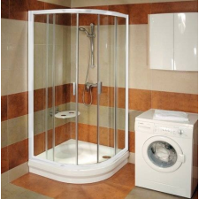 Ravak Blix BLCP4-80 négyrészes negyedköríves zuhanykabin fehér kerettel, grape edzett biztonságiüveg betéttel kád, zuhanykabin