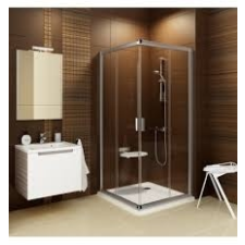 Ravak Blix BLRV2-80 sarokbelépős zuhanykabin SZATÉN kerettel , transparent üvegbetéttel kád, zuhanykabin