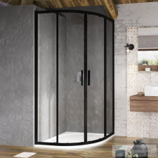 Ravak BLIX SLIM BLSCP4-80 negyedköríves tolóajtós zuhanykabin,Fekete+Transparent üveg X3BM40300Z1 kád, zuhanykabin