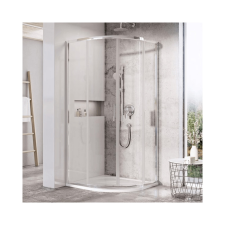 Ravak Blix Slim BLSCP4-80 zuhanykabin, íves, krómhatású + Transparent kád, zuhanykabin