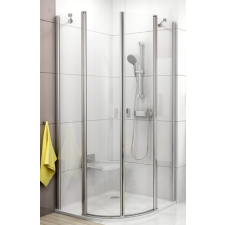 Ravak Chrome zuhanykabin 90x90 cm félkör alakú szatén matt/átlátszó üveg 3Q170U00Z1 kád, zuhanykabin