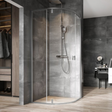 Ravak Nexty zuhanykabin 80x80 cm félkör alakú szatén matt/átlátszó üveg 3O644U00Z1 kád, zuhanykabin