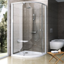 Ravak Pivot zuhanykabin 80x80 cm félkör alakú króm félmatt/átlátszó üveg 37644100Z1 kád, zuhanykabin