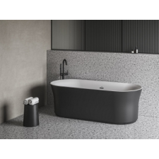 Ravak Ypsilon 180x80, akrilkád, fekete/fehér, szabadonálló, fekete lefolyó kád, zuhanykabin