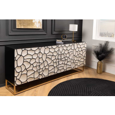 Raven Stílusos komód Raven 180 cm 3D mozaik fekete fehér mangó bútor