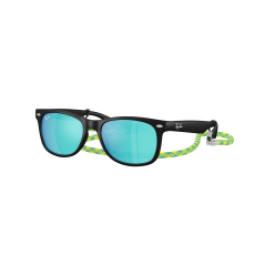 Ray-Ban RJ9052S 702855 JUNIOR NEW WAYFARER Rubber Black Light Green Mirror Blue napszemüveg
