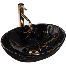 ﻿Rea Rea Sofia Marble mosdótál 41x34.5 cm ovális fekete REA-U5611 fürdőkellék