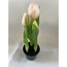 Real Touch cserepes tulipán 3 szálas-HALVÁNYRÓZSASZÍN  ballagásra tanárnéni,óvónéni,dadus felirat... ajándéktárgy