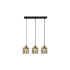Reality Elmo Pendant lamp 3-ltmetal sand black+black cable+ dark gold crownie shade+smokey glass Crownie shade w D12*H11cm smokey glass 3 x E14, max. 40W bulb not inclsize: 45*12*120 cm - REAL-33