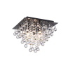 Reality Lancaster crystal Ceiling lamp,shiny black finishCrystal hanging beads3*E14 Max.40W,bulb excl.Dia:32cm H:26.8cm  - REAL-627803-29