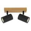 Reality Quentin 2lt Spot Light-IP201.Voltage:230V ~ 50Hz2.Bulb:excl. 2x GU10 max. 35W3.Size:26*9*H16cm4.Color:black(incl.joint)+wooden finish5.Material:Metal - REAL-838502-11