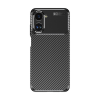  Realme 10 4G, Szilikon tok, közepesen ütésálló, légpárnás sarok, karbon minta, fekete