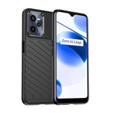 Realme Szilikon telefonvédő (közepesen ütésálló, csíkos, dombor minta) FEKETE Realme C35 tok és táska