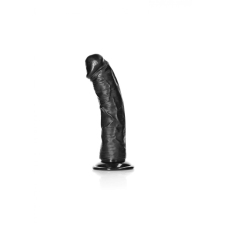 REALROCK Curved - tapadótalpas, hajlított realisztikus dildó - 15,5cm (fekete) műpénisz, dildó