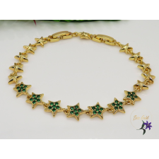  Rebeka antiallergén csillagos karkötő köves díszítéssel 14K  - zöld karkötő