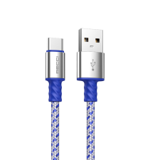 Recci RTC-N33C USB-A apa - USB-C apa 2.0 Adat és töltőkábel - Kék/Szürke (2m) kábel és adapter