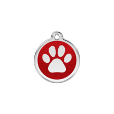 Red Dingo Csillámos Rozsdamentes mancs mintás acél biléta piros nyakörv, póráz, hám kutyáknak