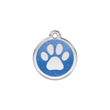 Red Dingo Csillámos Rozsdamentes mancs mintás acél biléta sötétkék nyakörv, póráz, hám kutyáknak