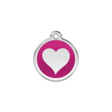 Red Dingo Csillámos Rozsdamentes szív mintás acél biléta hot pink nyakörv, póráz, hám kutyáknak