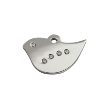 Red Dingo Polírozott rozsdamentes madár forma acél biléta, cirkóniával nyakörv, póráz, hám kutyáknak