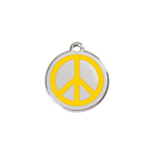 Red Dingo Rozsdamentes békejel mintás acél biléta sárga nyakörv, póráz, hám kutyáknak