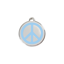 Red Dingo Rozsdamentes békejel mintás acél biléta világoskék nyakörv, póráz, hám kutyáknak