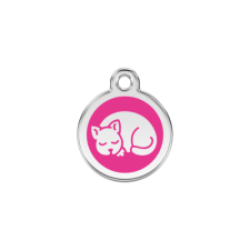 Red Dingo Rozsdamentes cica mintás acél biléta hot pink nyakörv, póráz, hám kutyáknak