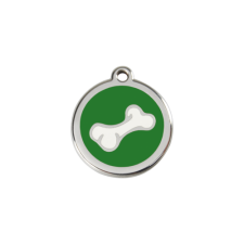 Red Dingo Rozsdamentes csont mintás acél biléta zöld nyakörv, póráz, hám kutyáknak