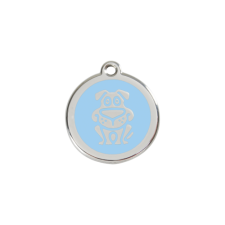 Red Dingo Rozsdamentes kutya mintás acél biléta világoskék nyakörv, póráz, hám kutyáknak