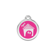 Red Dingo Rozsdamentes kutyaház mintás acél biléta hot pink nyakörv, póráz, hám kutyáknak