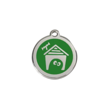 Red Dingo Rozsdamentes kutyaház mintás acél biléta zöld nyakörv, póráz, hám kutyáknak