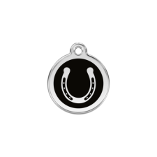 Red Dingo Rozsdamentes patkó mintás acél biléta fekete nyakörv, póráz, hám kutyáknak