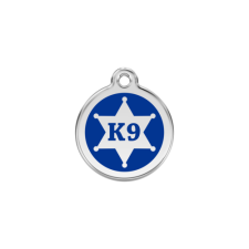 Red Dingo Rozsdamentes serif K9 mintás acél biléta nyakörv, póráz, hám kutyáknak