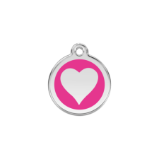 Red Dingo Rozsdamentes szív mintás acél biléta hot pink nyakörv, póráz, hám kutyáknak