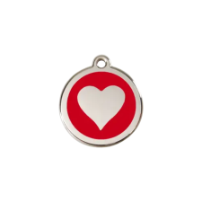 Red Dingo Rozsdamentes szív mintás acél biléta piros nyakörv, póráz, hám kutyáknak