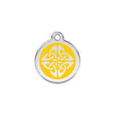 Red Dingo Rozsdamentes törzsi nyilak mintás acél biléta sárga nyakörv, póráz, hám kutyáknak