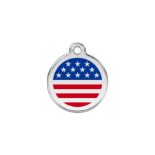 Red Dingo Rozsdamentes USA zászló mintás acél biléta nyakörv, póráz, hám kutyáknak