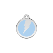 Red Dingo Rozsdamentes villám mintás acél biléta világoskék nyakörv, póráz, hám kutyáknak