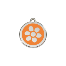 Red Dingo Rozsdamentes virág mintás acél biléta narancssárga nyakörv, póráz, hám kutyáknak