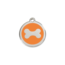 Red Dingo Rozsdamentes vízsz.csont mintás acél biléta narancssárga nyakörv, póráz, hám kutyáknak